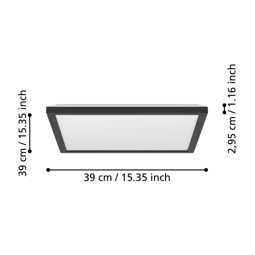 Eglo - LED Dimmelhető fürdőszobai lámpa LED/17,6W/230V 2700-6500K 39x39 cm IP44 fekete + távirányítás