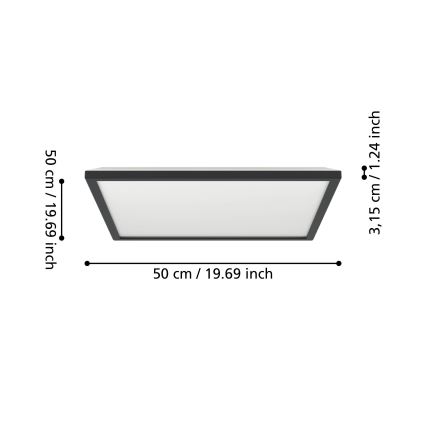 Eglo 901457 - LED Dimmelhető fürdőszobai lámpa LED/17W/230V 2700-6500K 50x50 cm IP44 fekete + távirányítás