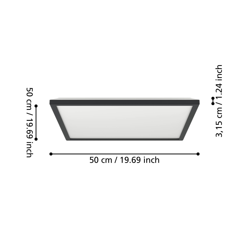 Eglo 901457 - LED Dimmelhető fürdőszobai lámpa LED/17W/230V 2700-6500K 50x50 cm IP44 fekete + távirányítás
