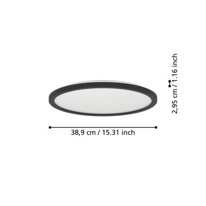 Eglo - LED RGBW Szabályozható fürdőszobai mennyezeti lámpa LED/18,5W/230V 2700-6500K pr.38,9cm IP44 fekete ZigBee