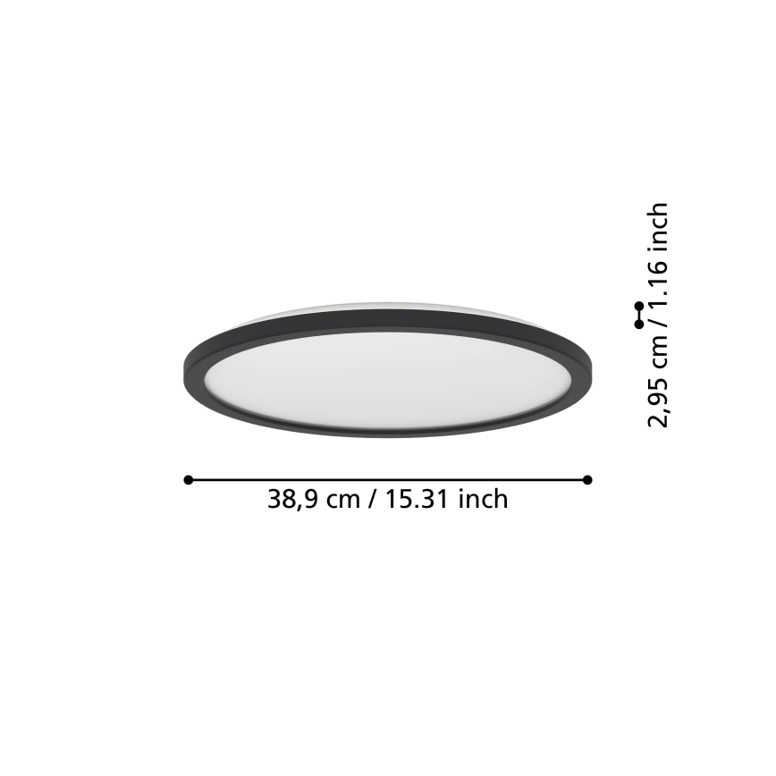 Eglo - LED RGBW Szabályozható fürdőszobai mennyezeti lámpa LED/18,5W/230V 2700-6500K pr.38,9cm IP44 fekete ZigBee