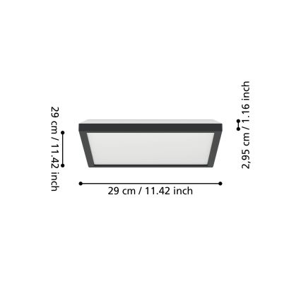 Eglo - LED RGBW Szabályozható fürdőszobai mennyezeti lámpa LED/13,4W/230V 2700-6500K 29x29 cm IP44 fekete