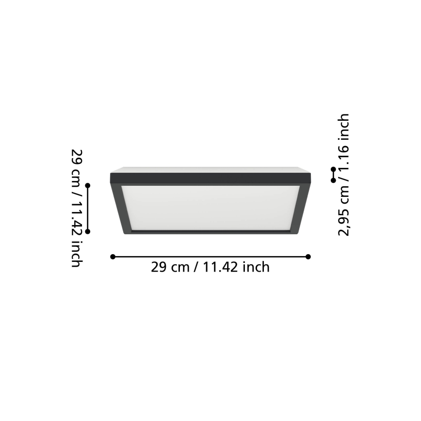 Eglo - LED RGBW Szabályozható fürdőszobai mennyezeti lámpa LED/13,4W/230V 2700-6500K 29x29 cm IP44 fekete