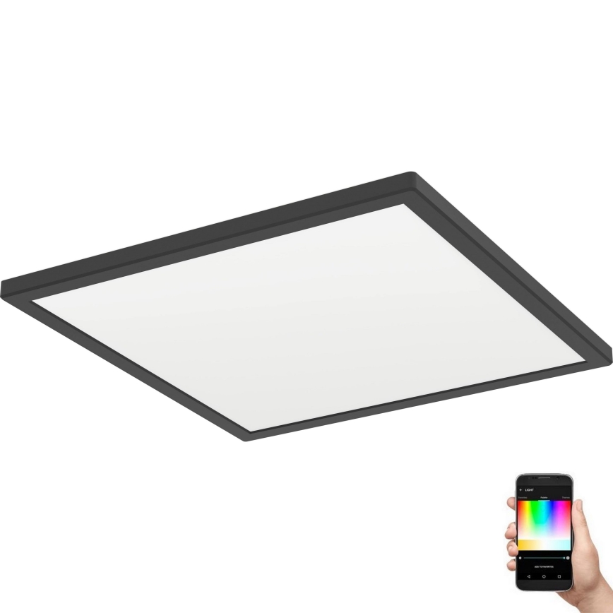 Eglo - LED RGBW Szabályozható fürdőszobai mennyezeti lámpa LED/17,6W/230V 2700-6500K 39x39 cm IP44 fekete ZigBee