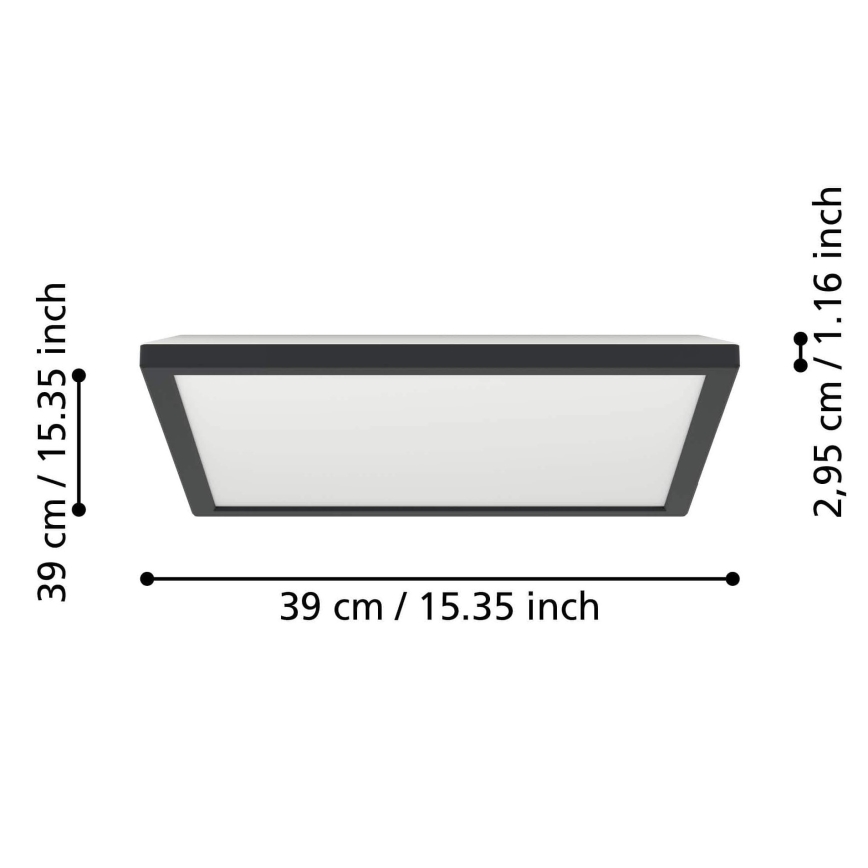 Eglo - LED RGBW Szabályozható fürdőszobai mennyezeti lámpa LED/17,6W/230V 2700-6500K 39x39 cm IP44 fekete ZigBee