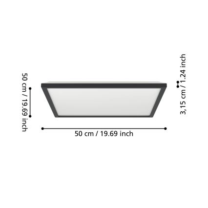 Eglo - LED RGBW Szabályozható fürdőszobai mennyezeti lámpa LED/17W/230V 2700-6500K 50x50cm IP44 fekete ZigBee