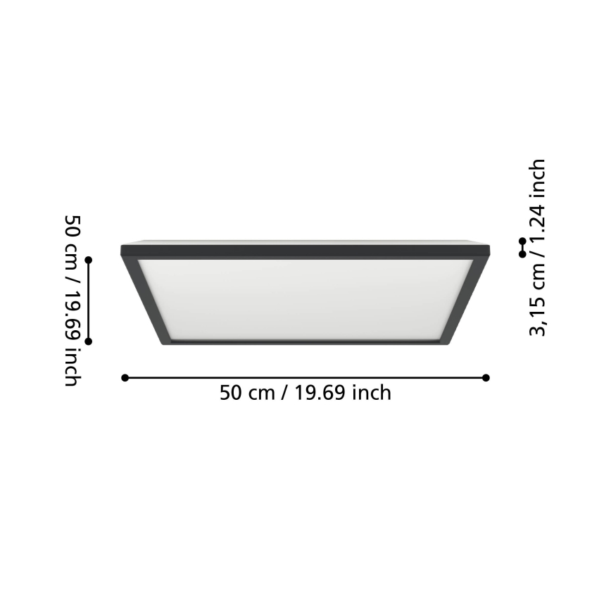 Eglo - LED RGBW Szabályozható fürdőszobai mennyezeti lámpa LED/17W/230V 2700-6500K 50x50cm IP44 fekete ZigBee