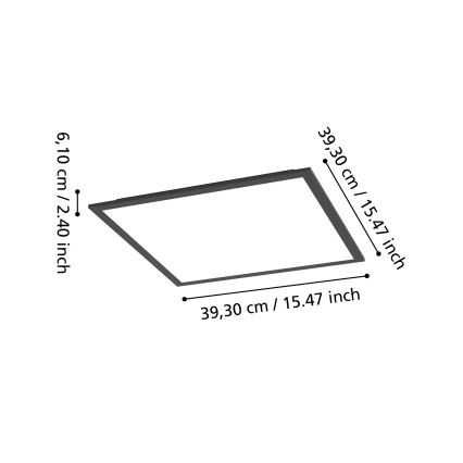 Eglo - LED RGBW dimmelhető mennyezeti lámpa LED/19W/230V 2700-6500K 40x40 cm fekete
