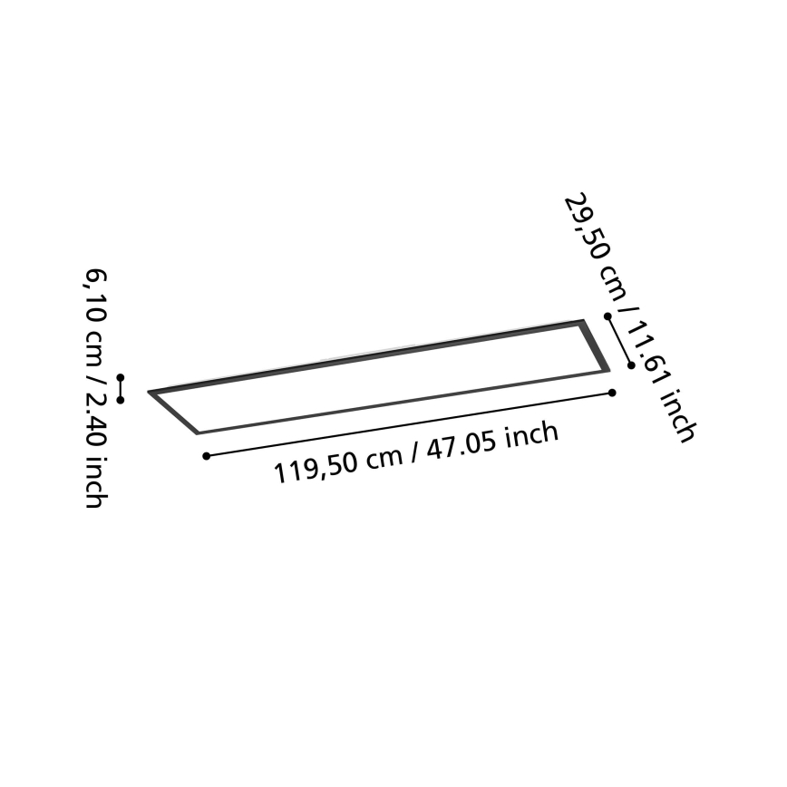 Eglo - LED RGBW dimmelhető felületre szerelhető panel LED/34W/230V 2700-6500K 120x30 cm fekete