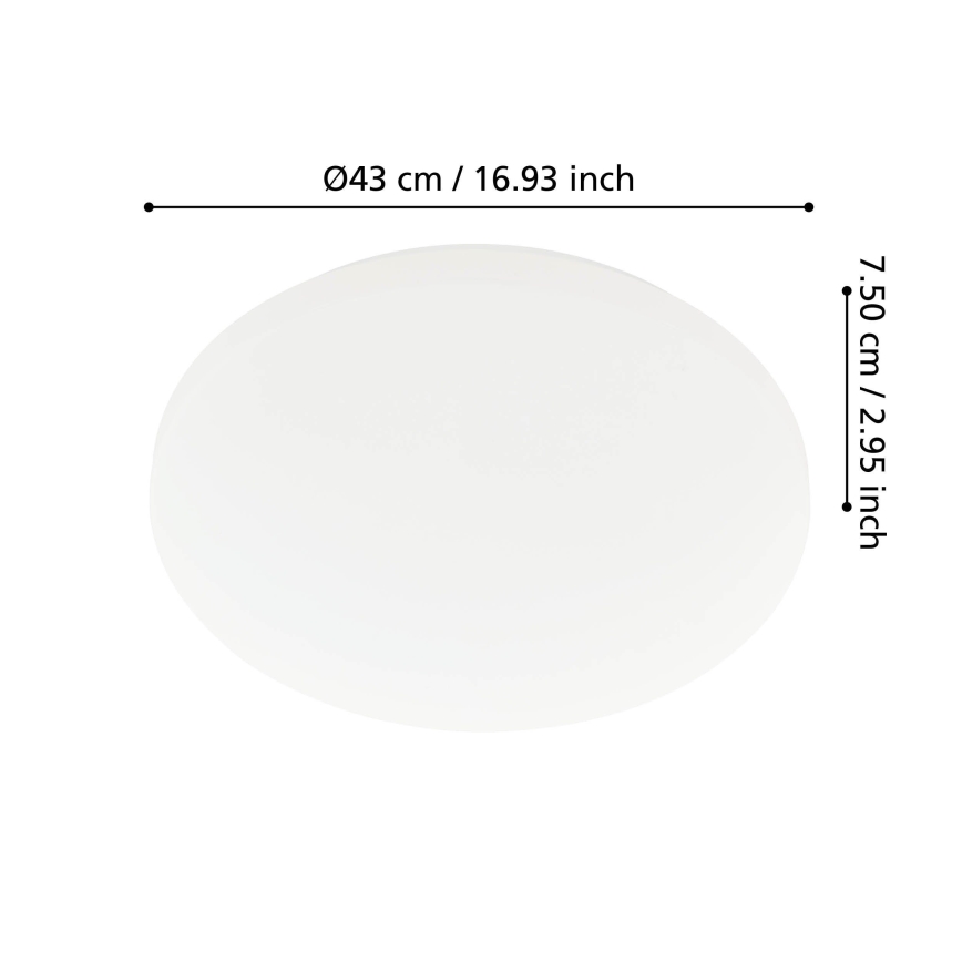 Eglo - LED fürdőszobai mennyezeti lámpatest, 36 W, 230 V, átm. 43 cm, IP54, fehér