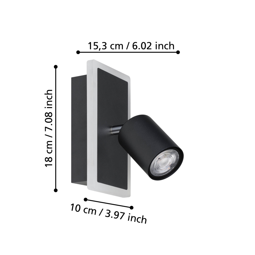 Eglo - LED falra szerelhető spotlámpa LED/7W/230V fekete
