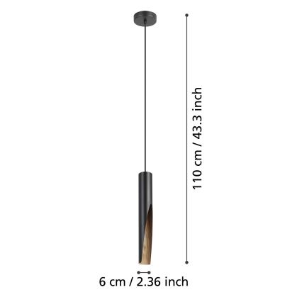 Eglo - LED Csillár zsinóron 1xGU10/4,5W/230V 3000K fekete/barna