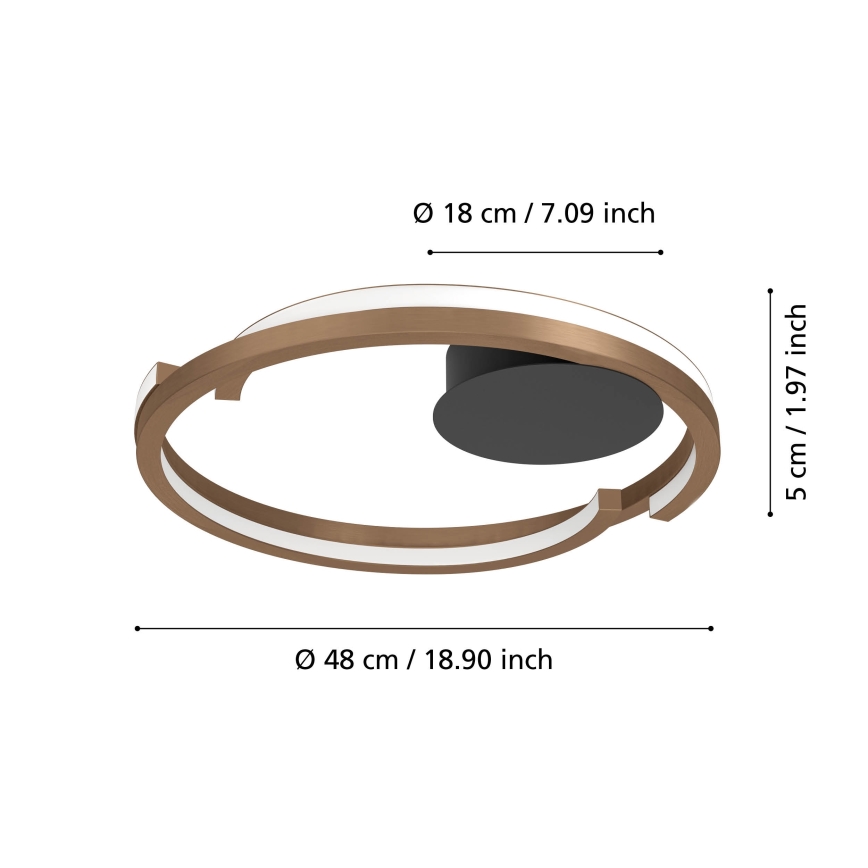 Eglo - LED dimmelhető mennyezeti lámpatest 2xLED/20W/230V 2700-6500K átm. 48 cm bronz + távirányító