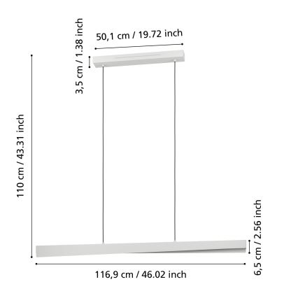 Eglo - LED RGBW dimmelhető, kábelen függesztett csillár LED/19W/230V 2700-6500K szürke
