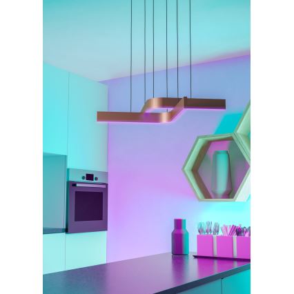 Eglo - LED RGBW dimmelhető kábeles függeszték 2xLED/18W/230V 2700-6500K réz/fekete