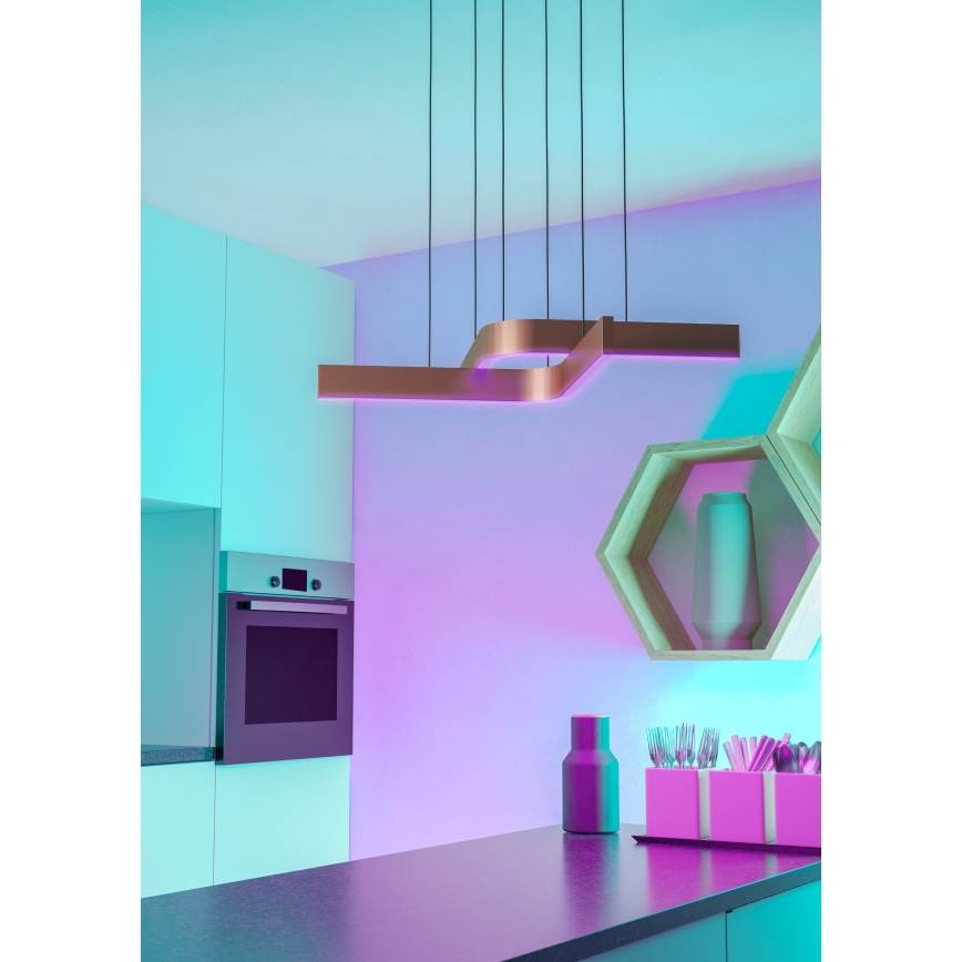 Eglo - LED RGBW dimmelhető kábeles függeszték 2xLED/18W/230V 2700-6500K réz/fekete