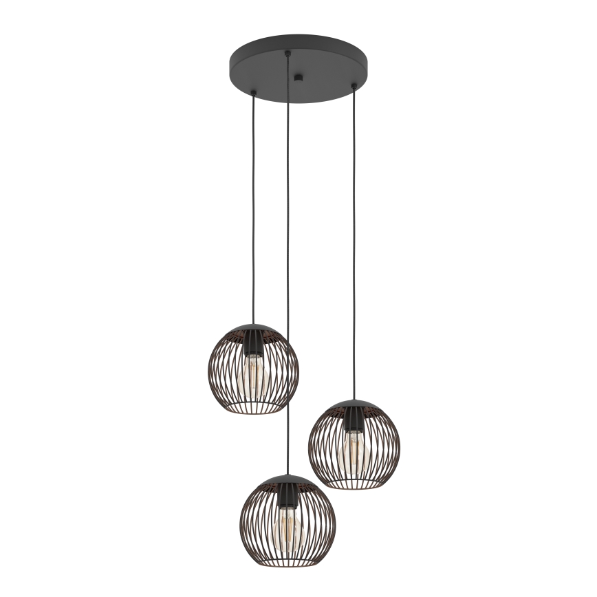 Eglo - Zsinóros csillár 3xE27/60W/230V, fekete