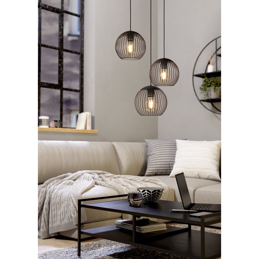 Eglo - Zsinóros csillár 3xE27/60W/230V, fekete