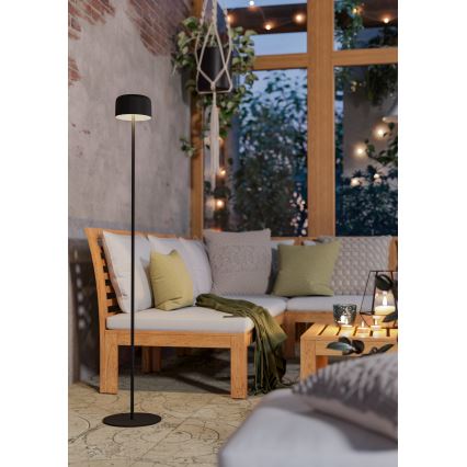 Eglo - LED napelemes, újratölthető, érintésvezérlésű állólámpa LED/2,8W/3,7V 1800 mAh IP44 fekete