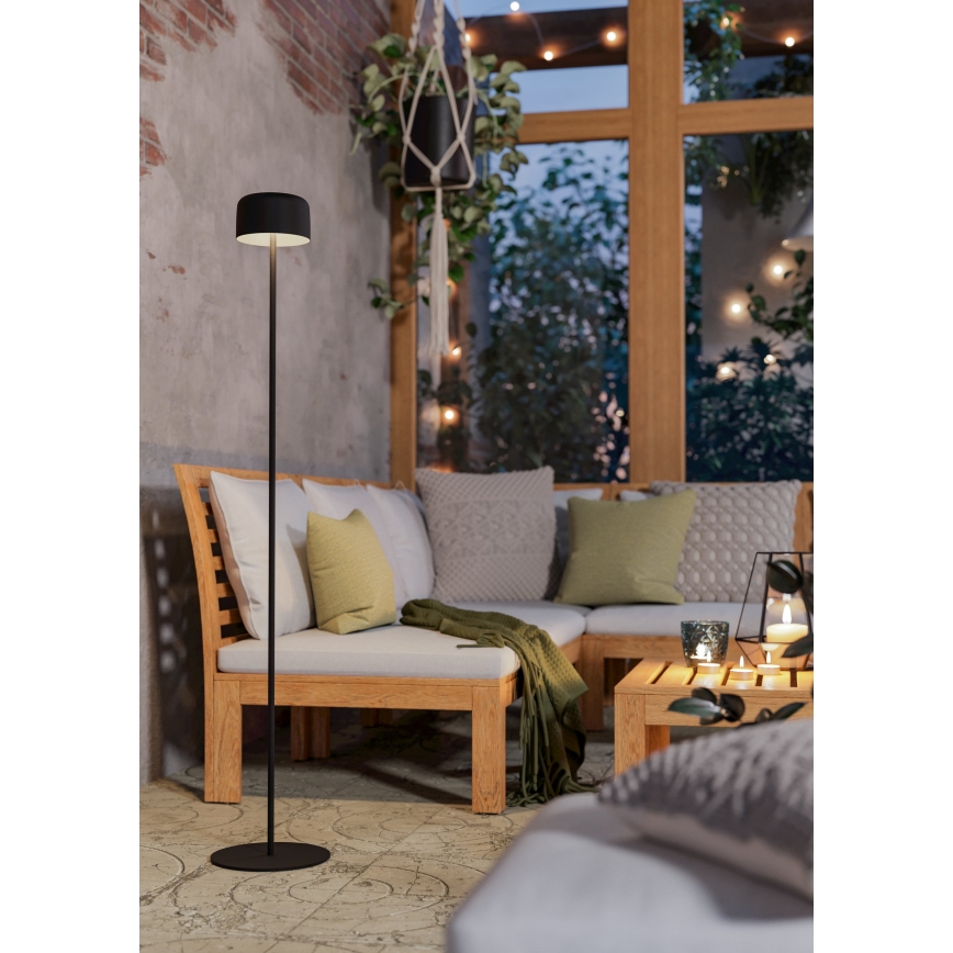 Eglo - LED napelemes, újratölthető, érintésvezérlésű állólámpa LED/2,8W/3,7V 1800 mAh IP44 fekete