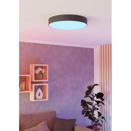 Eglo - RGBW dimmelhető LED mennyezeti lámpa, 26 W, 230 V, 2700–6500 K, átmérő 49 cm, fekete