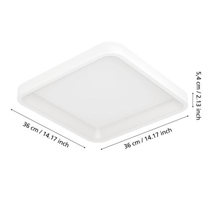 Eglo - LED RGBW dimmelhető mennyezeti lámpatest LED/20W/230V 2700-6500K 35x35 cm fehér