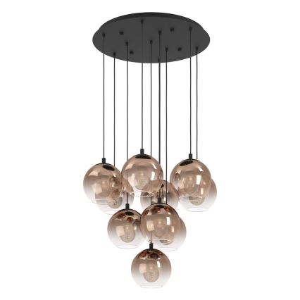 Eglo - Kábelre függesztett csillár 10xE27/60W/230V fekete/bézs/füstszínű