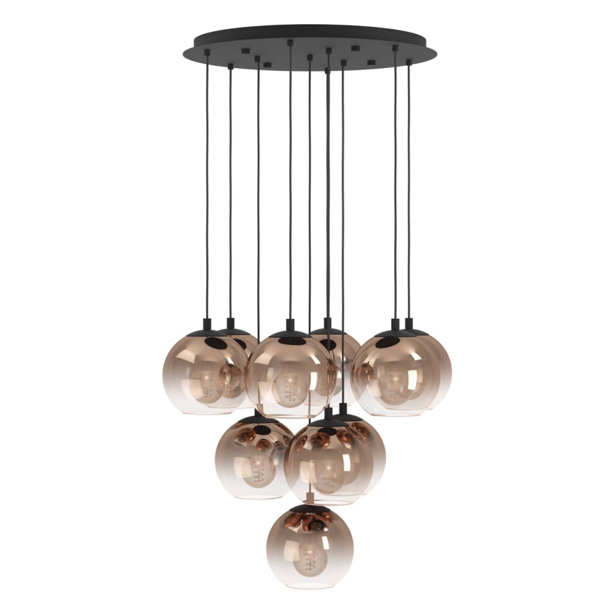 Eglo - Kábelre függesztett csillár 10xE27/60W/230V fekete/bézs/füstszínű