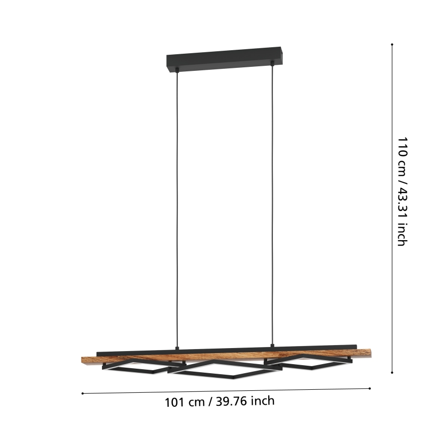 Eglo - LED fényerőszabályozható csillár zsinórral 2xLED/13W/230V + LED/16W fekete/barna