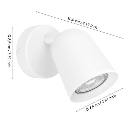 Eglo - Fali spotlámpa 1xGU10/5W/230V fehér