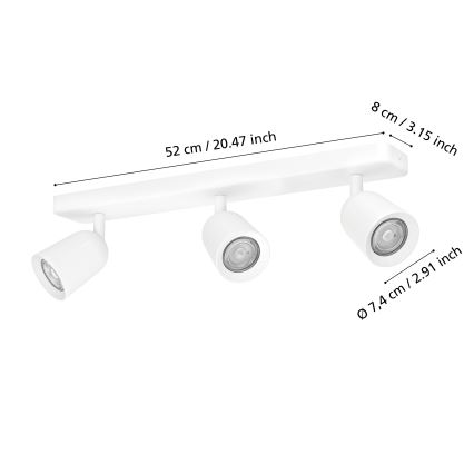 Eglo - Fehér spotlámpa 3xGU10/10W/230V