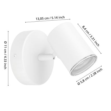 Eglo - Fürdőszobai fali spotlámpa 1xGU10/5W/230V IP44 fehér