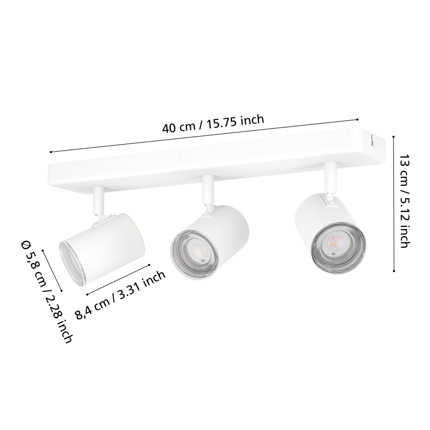 Eglo - Fürdőszobai spotlámpa 3xGU10/5W/230V IP44 fehér