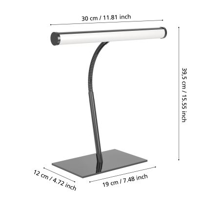 Eglo - LED fényerőszabályozható érintéses asztali lámpa LED/5W/230V 2700/4000/6500K fekete króm