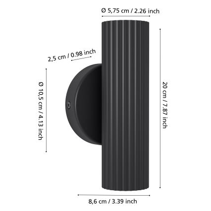 Eglo - Fali lámpa 2xGU10/5W/230V fekete