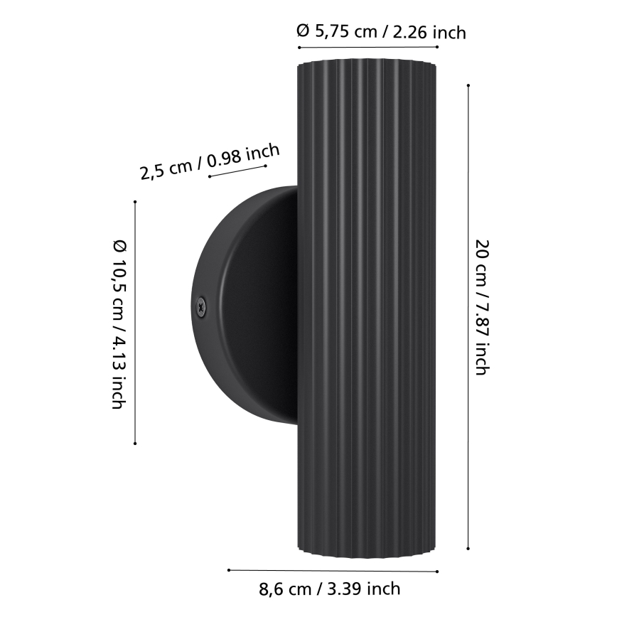 Eglo - Fali lámpa 2xGU10/5W/230V fekete