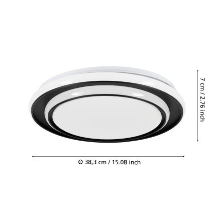 Eglo - LED mennyezeti lámpatest LED/24W/230V, 2700/4000/6500K, átm. 40 cm, fekete