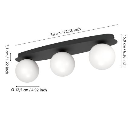 Eglo - LED Fürdőszobai mennyezeti lámpa 3xG9/4,2W/230V IP44 fekete