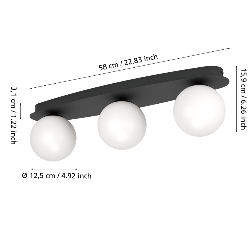 Eglo - LED Fürdőszobai mennyezeti lámpa 3xG9/4,2W/230V IP44 fekete