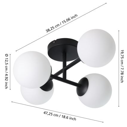 Eglo - LED fürdőszobai felületre szerelhető csillár 4xG9/4,2W/230V IP44 fekete