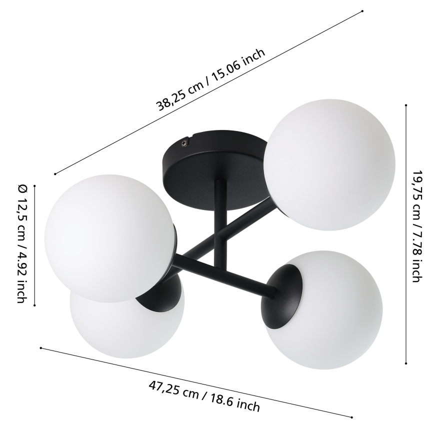 Eglo - LED fürdőszobai felületre szerelhető csillár 4xG9/4,2W/230V IP44 fekete
