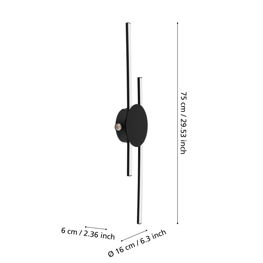Eglo - LED fali lámpa LED/20W/230V + LED/0,91W fekete