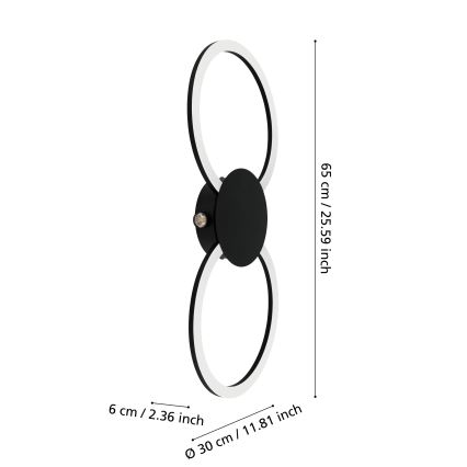 Eglo - LED fali lámpa LED/20W/230V + LED/0,91W fekete
