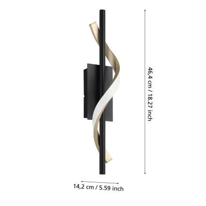 Eglo - LED fali lámpatest LED/8,8W/230V 2700/4000/6500 fekete/arany