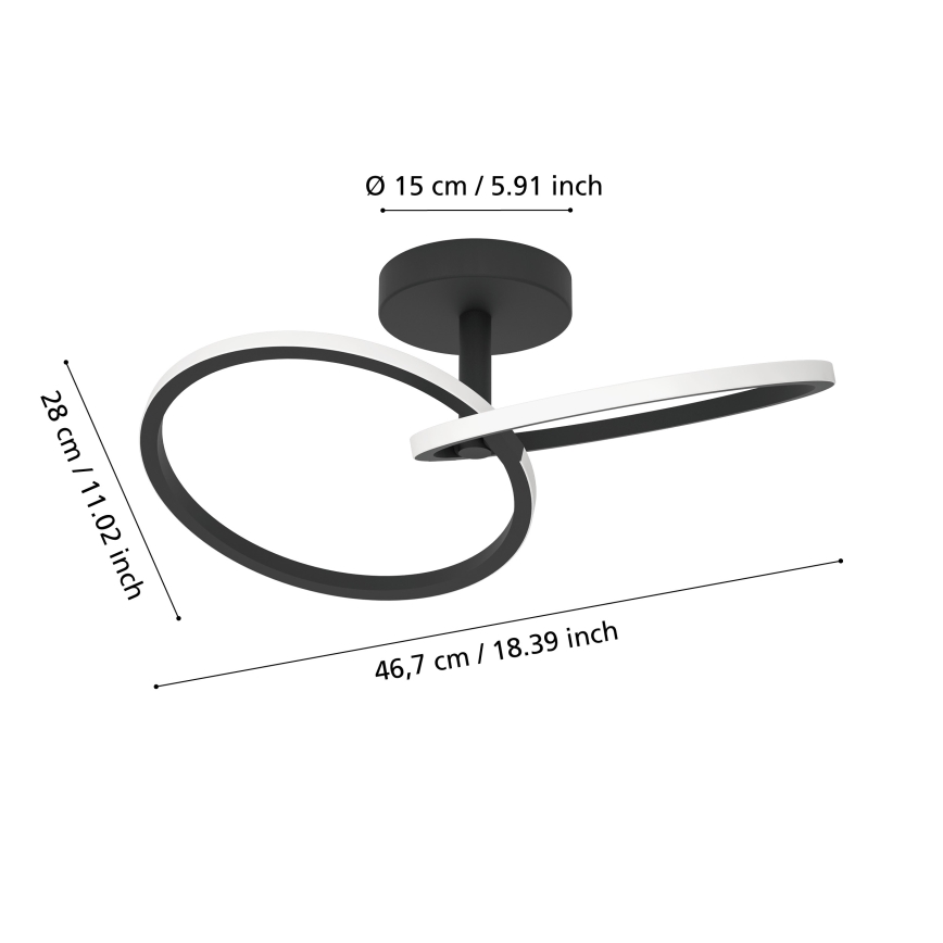 Eglo - LED mennyezeti lámpatest LED/12W/230V 2700/4000/6500K fekete