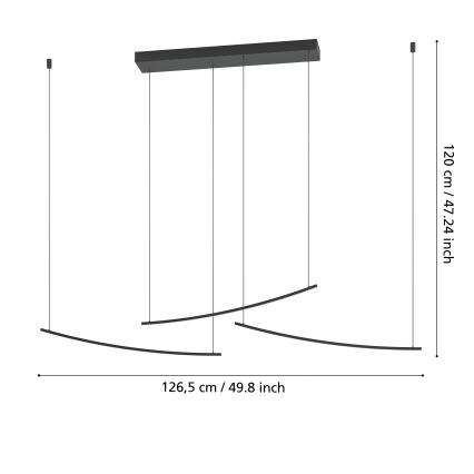 Eglo - Dimmelhető LED csillár kábelen LED/22W/230V 2700/4000/6500K fekete