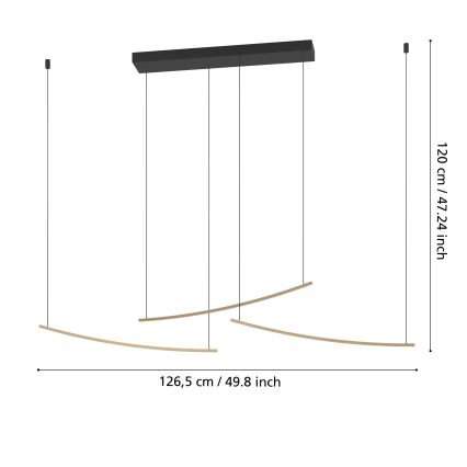 Eglo  - LED dimmelhető kábeles csillár LED/22W/230V 2700/4000/6500K aranyszínű