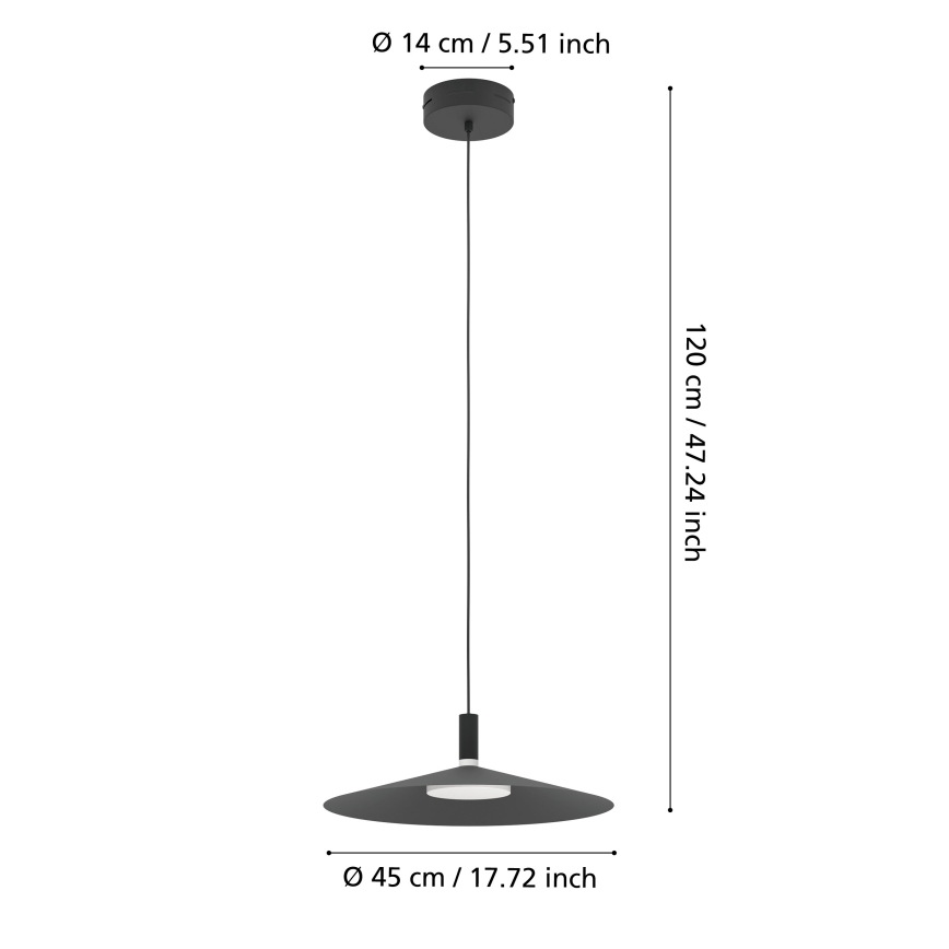 Eglo - LED RGBW Fényerőszabályozható függőlámpa kábellel LED/15,5W/230V 2700-6500K fekete