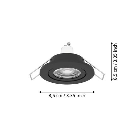 Eglo - LED fürdőszobai süllyesztett spotlámpa 1xGU10/4,5W/230V IP44 fekete
