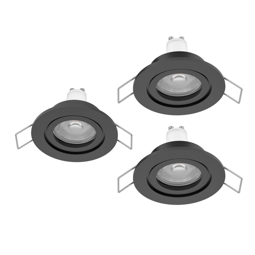Eglo - SZETT 3x LED süllyesztett fürdőszobai spotlámpa 1xGU10/4,5W/230V IP44 fekete